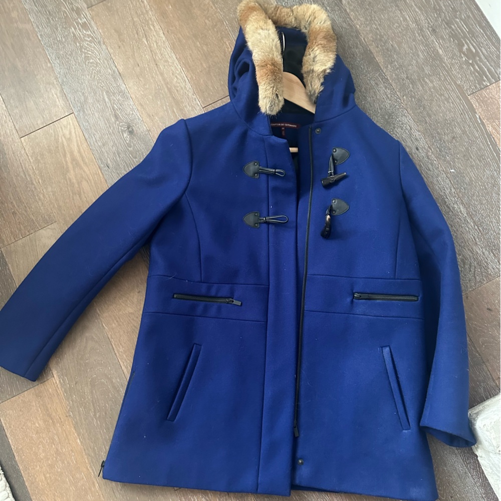 Comptoir des Cotonniers size FR44 US XL blue duffle coat with zipper